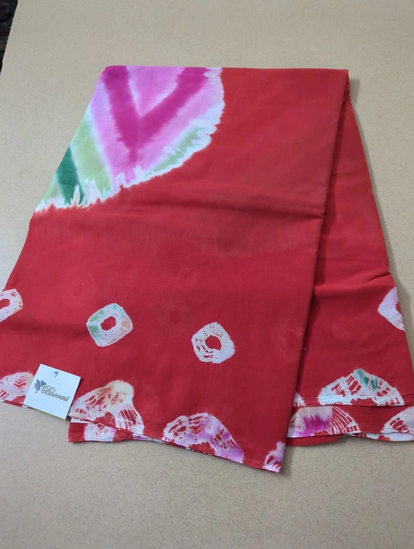 Pure Cotton Bhandhej  - Red 9
