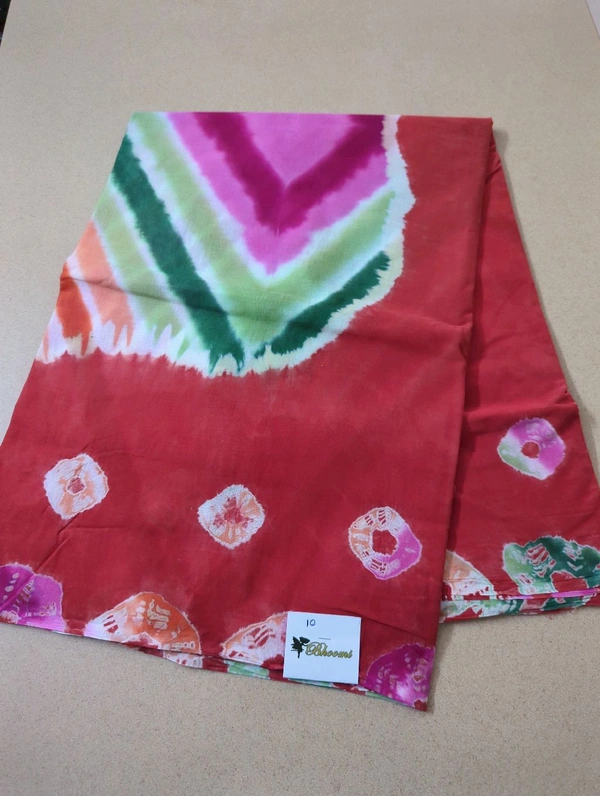 Pure Cotton Bhandhej  - Red 10