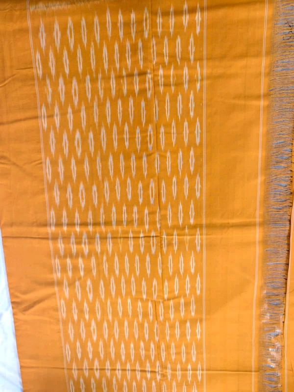 Pure Double Ikkat Mercirised Cotton Sarees - gray with yellow