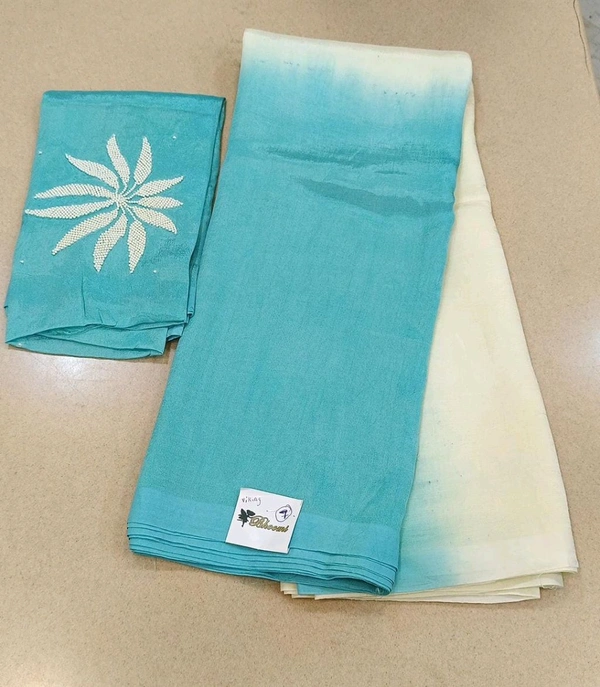 Pure Mangalagiri Pattu With Maggam Work Blouse  - Java - No 7