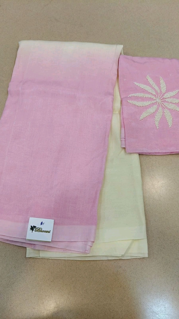 Pure Mangalagiri Pattu With Maggam Work Blouse  - light pink - No 8