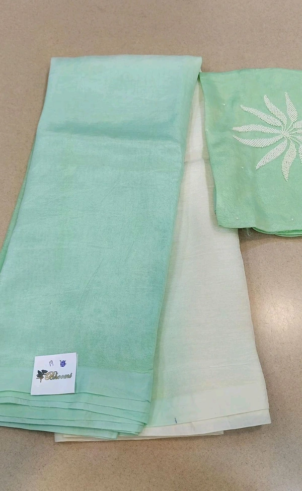 Pure Mangalagiri Pattu With Maggam Work Blouse  - Aero Blue - No 19