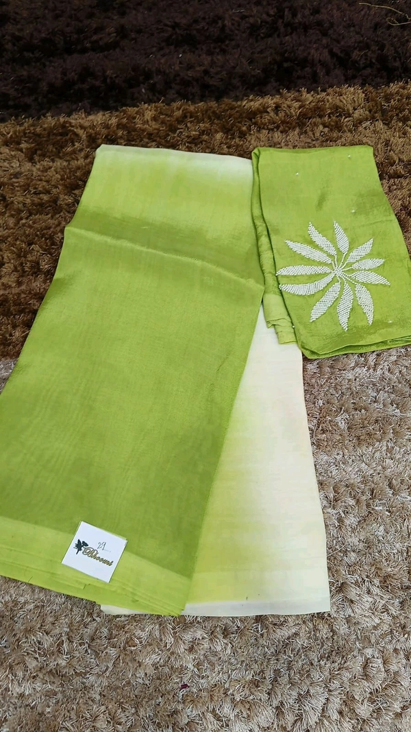Pure Mangalagiri Pattu With Maggam Work Blouse  - green 29