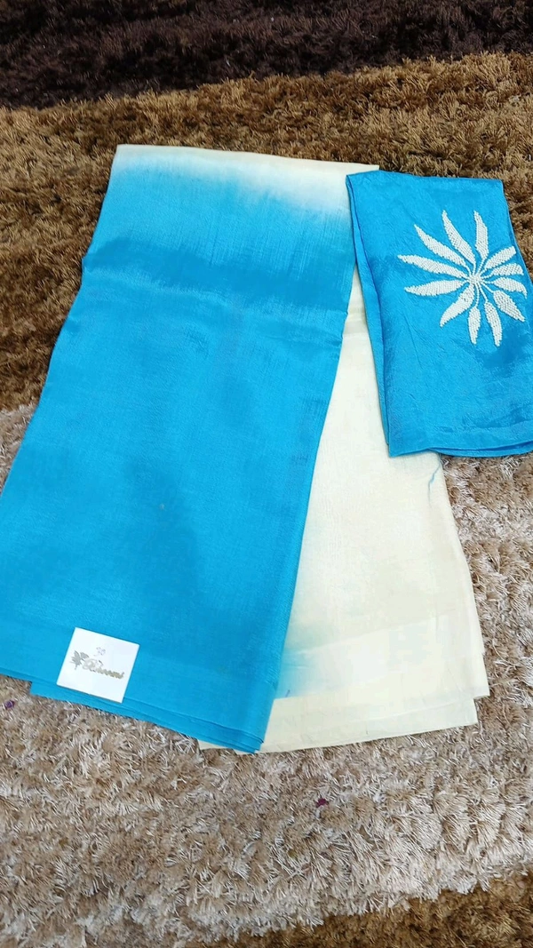 Pure Mangalagiri Pattu With Maggam Work Blouse  - blue 30