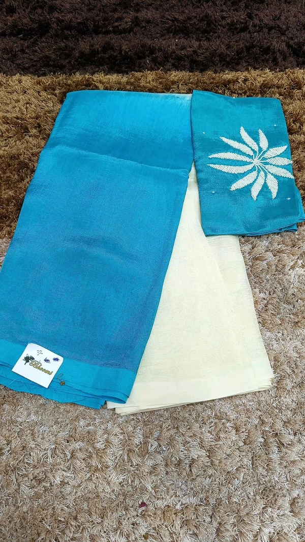 Pure Mangalagiri Pattu With Maggam Work Blouse  - blue 32