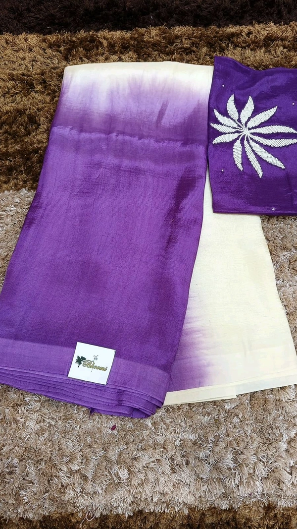 Pure Mangalagiri Pattu With Maggam Work Blouse  - purple 36