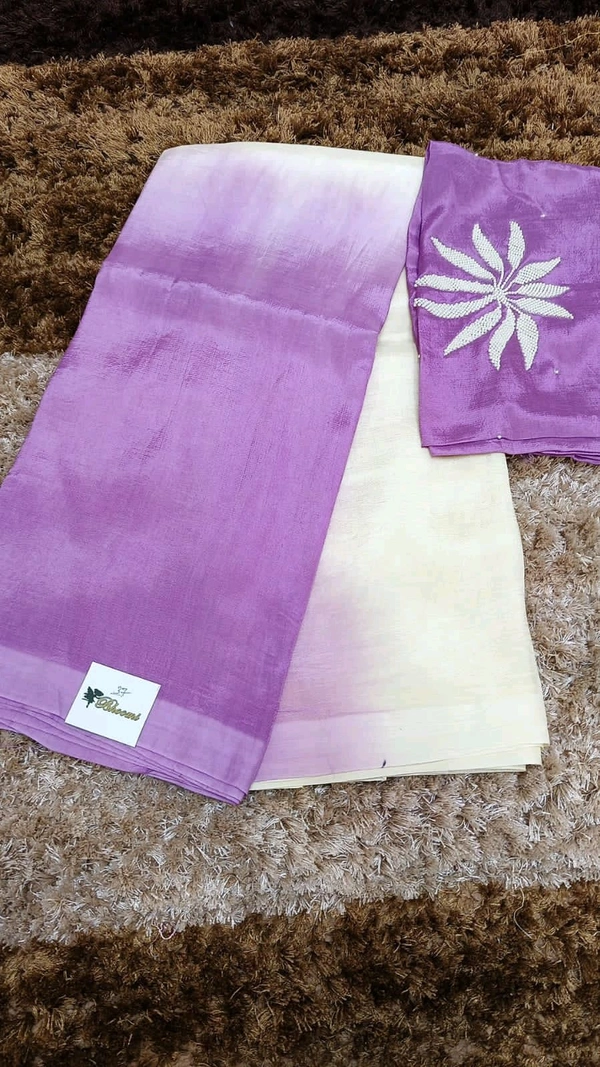 Pure Mangalagiri Pattu With Maggam Work Blouse  - violet 37