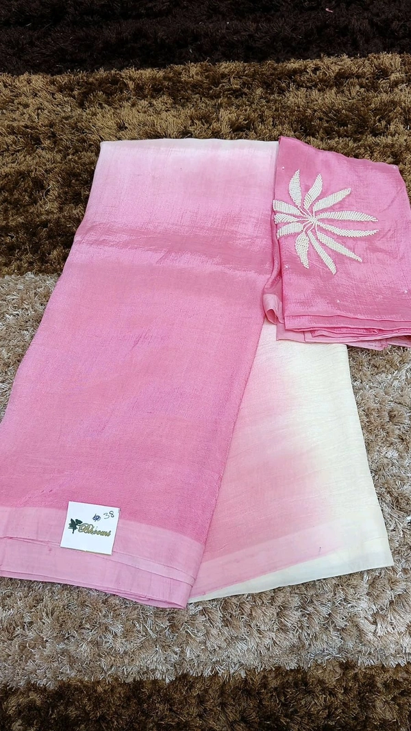 Pure Mangalagiri Pattu With Maggam Work Blouse  - pink 38