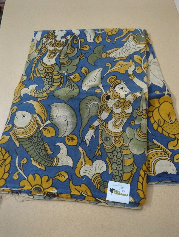 Pure Kalamkari Cotton  - Cornflower Blue 18