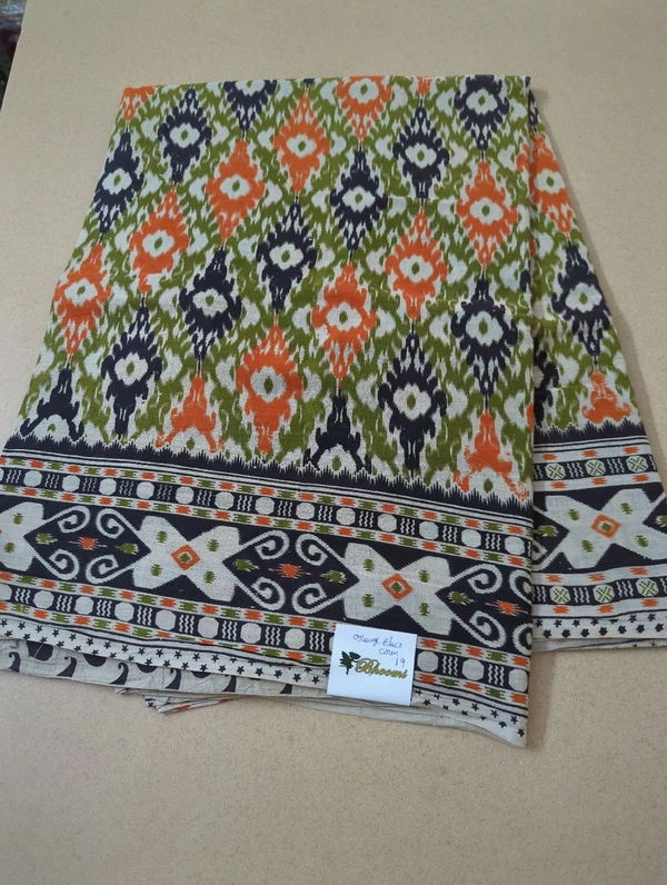 Pure Kalamkari Cotton  - Orange Black cream 19