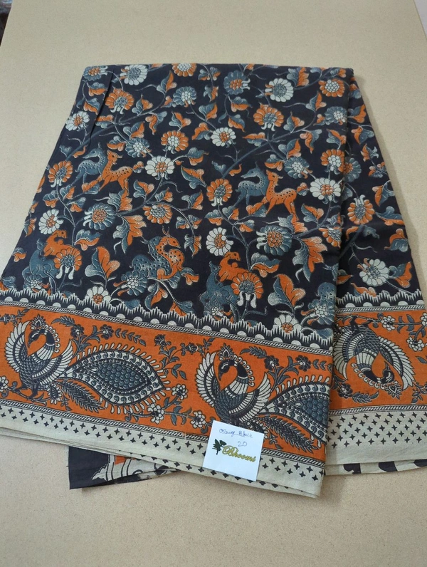 Pure Kalamkari Cotton  - orange black 20