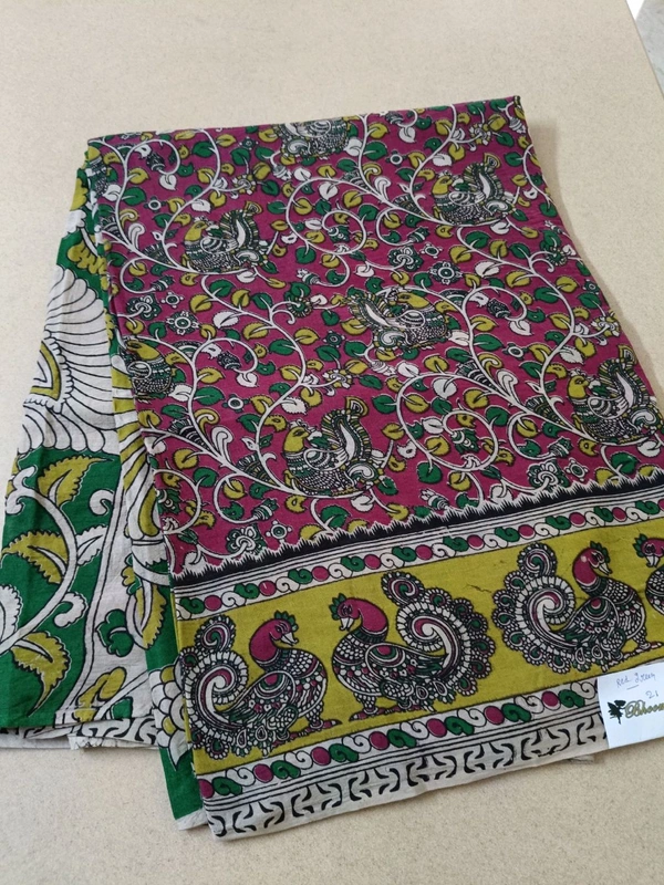 Pure Kalamkari Cotton  - red green 21