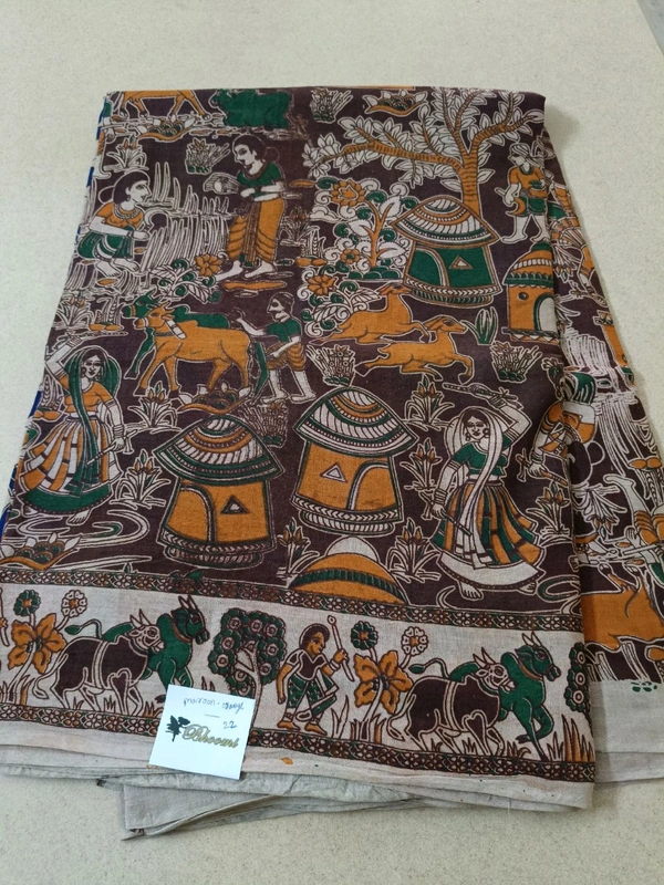 Pure Kalamkari Cotton  - Maroon orng22
