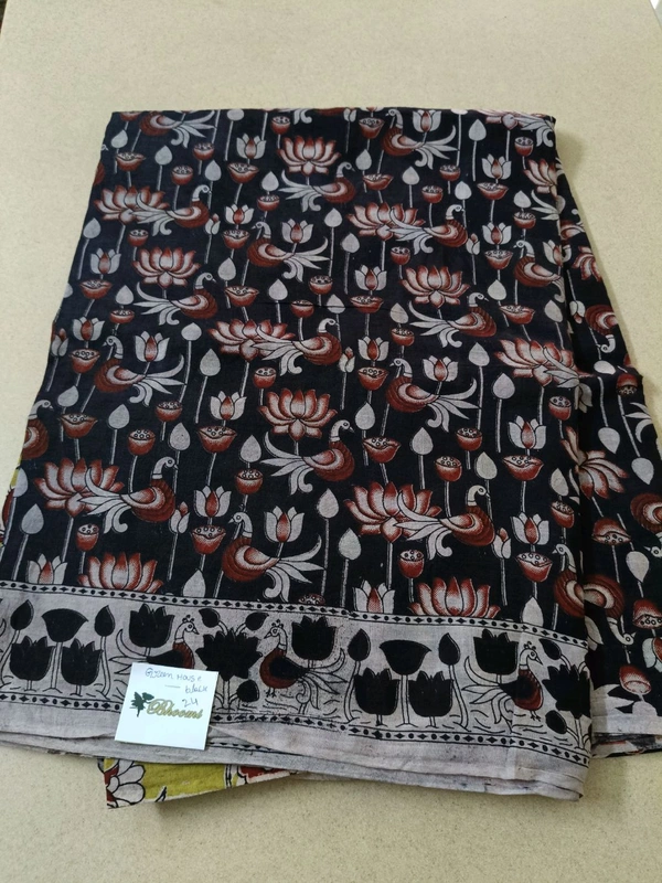 Pure Kalamkari Cotton  - Green House black 24