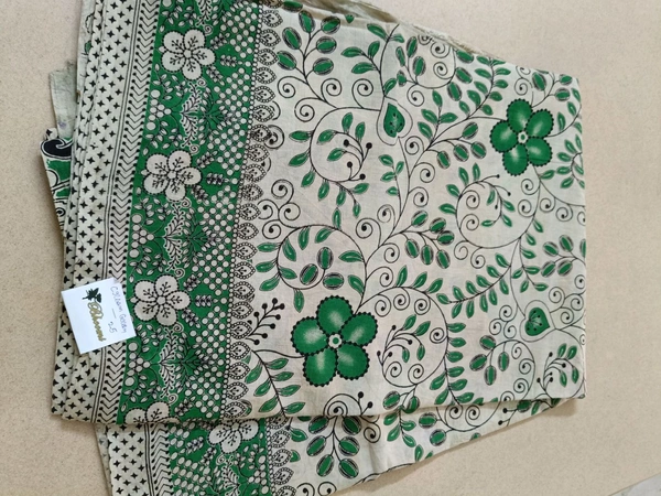Pure Kalamkari Cotton  - Cream green 25