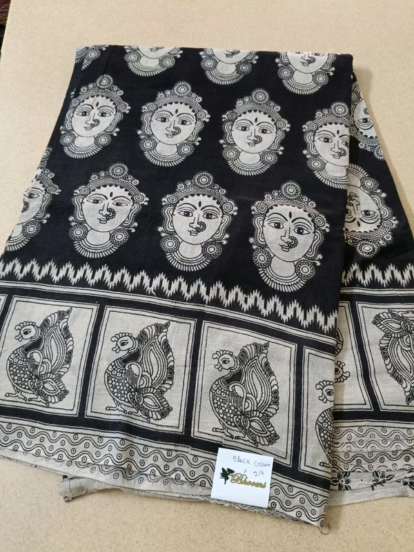 Pure Kalamkari Cotton  - Black cream 29