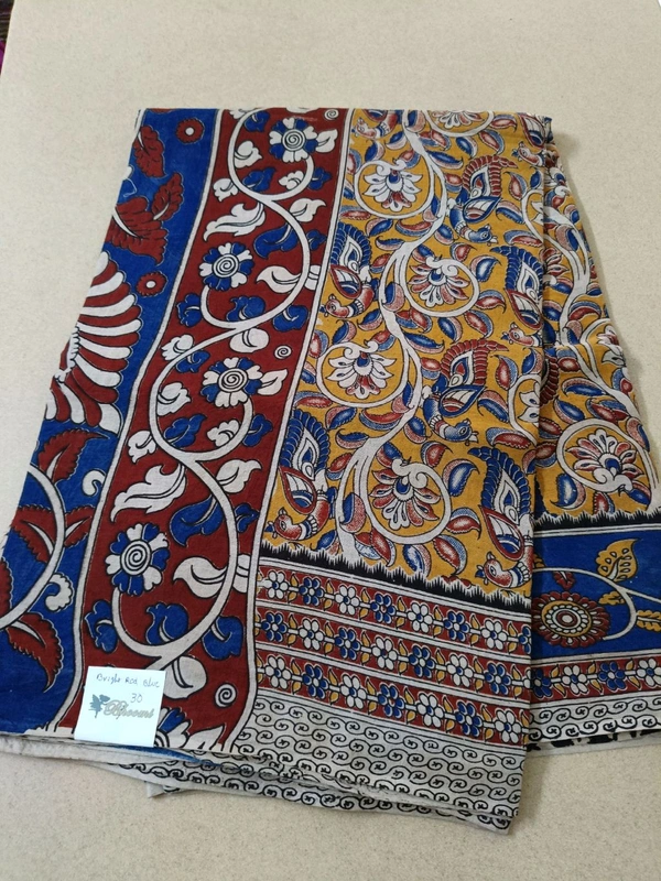 Pure Kalamkari Cotton  - Bright Red blu 30