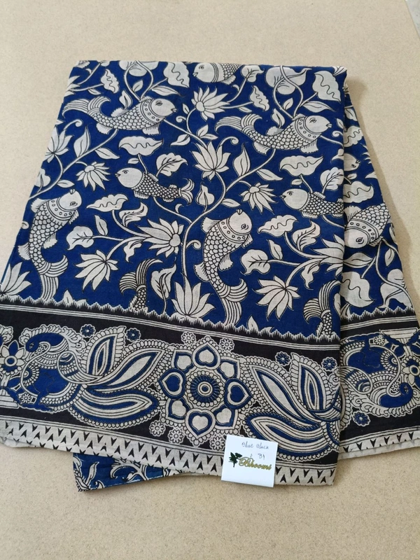 Pure Kalamkari Cotton  - blue black 31