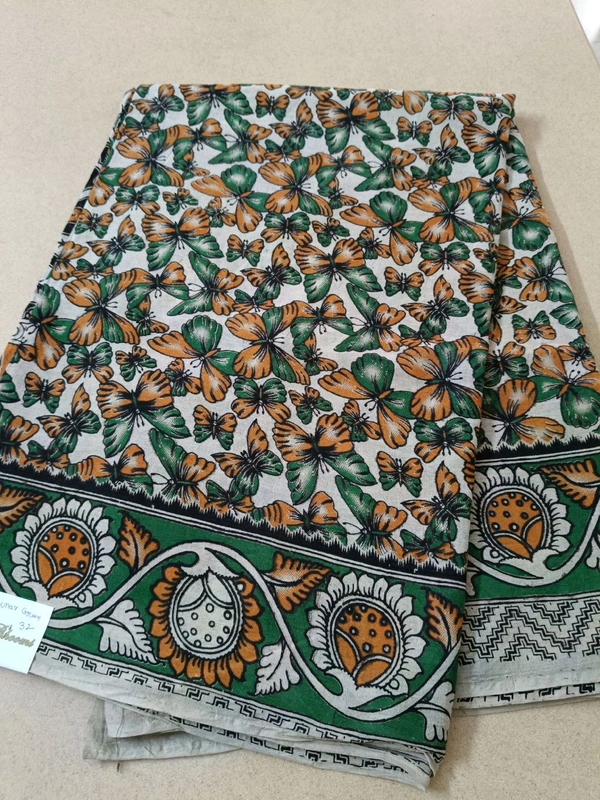Pure Kalamkari Cotton  - Lunar Green 32