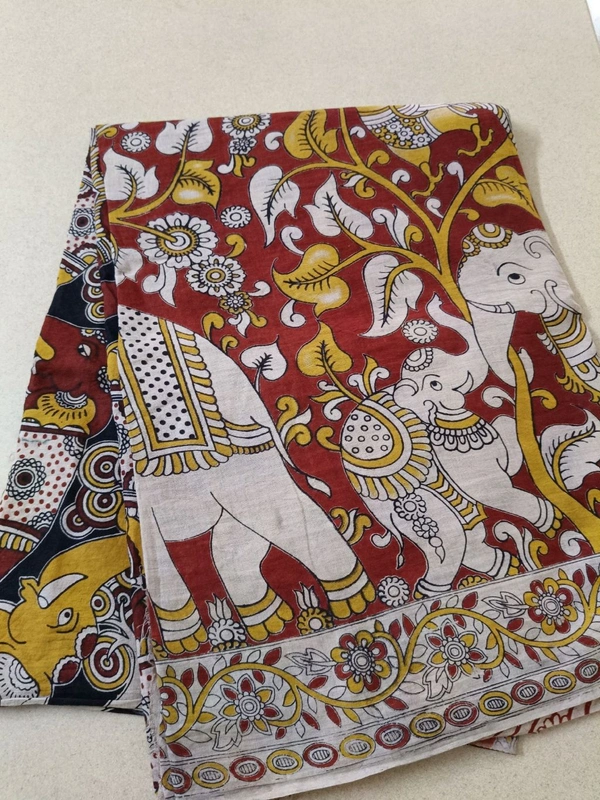 Pure Kalamkari Cotton  - Guardsman Red 10