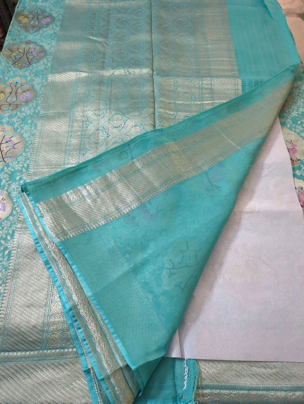 Pure Chiffon Designer  - sky blue