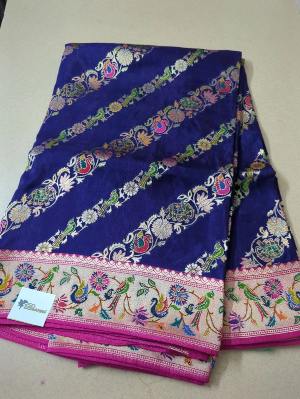 Pure Munga Paithani - Navy Blue