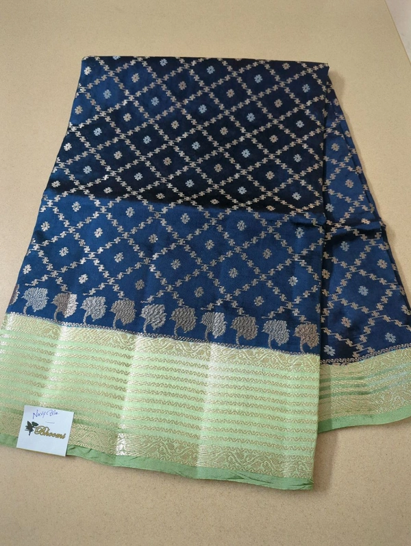 Pure Raw Mango Weaving  - Navy Blue