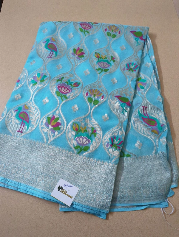 Pure Georgette  - sky blue