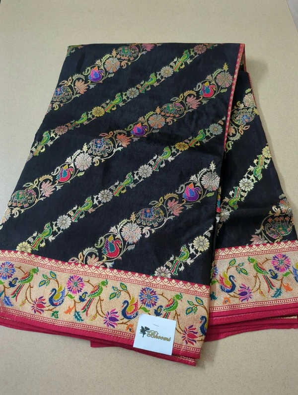 Pure Munga Paithani - Black