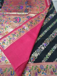 Pure Munga Paithani - Black