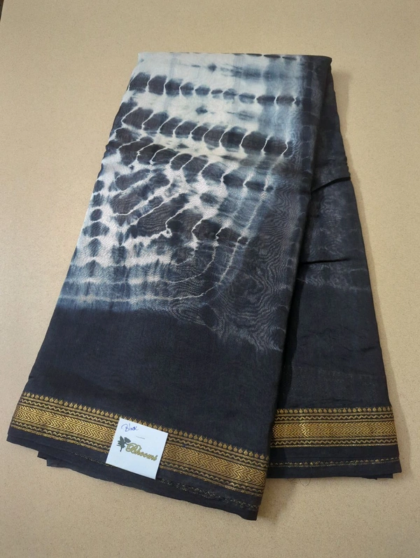 Pure Maheswari Block Print  - Black