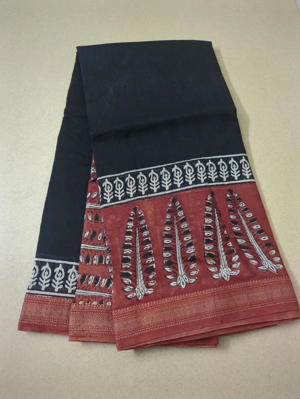 Pure Maheswari Block Print  - Red