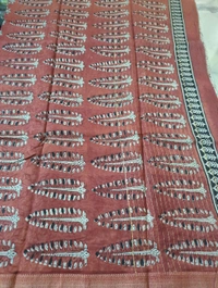 Pure Maheswari Block Print  - Red