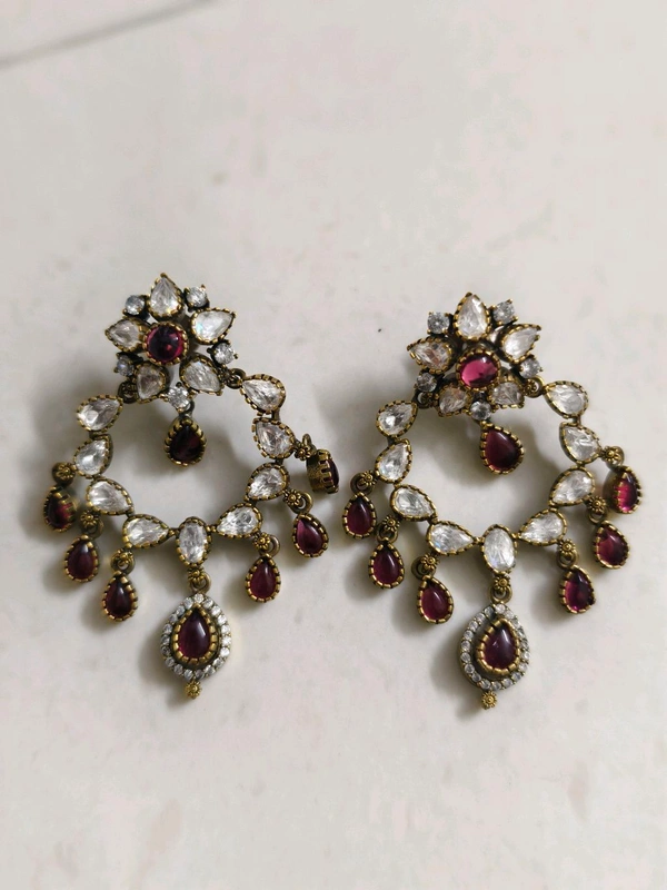 Mossanite Earrings  - red, vz