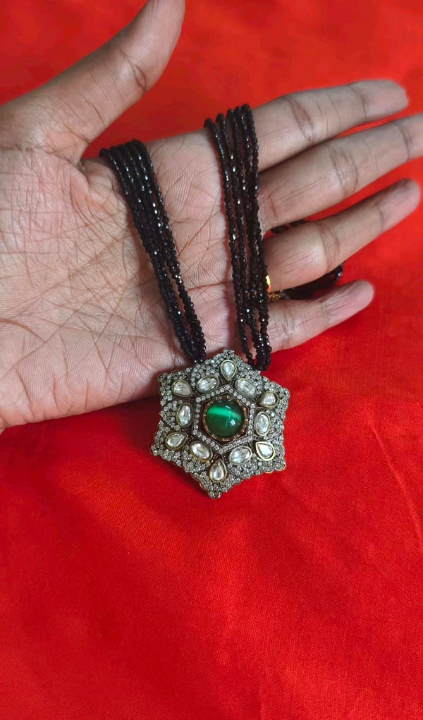 Black spinnel With Victorian Pendant  - Green, HD