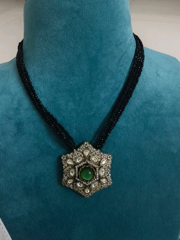 Black spinnel With Victorian Pendant  - Green, HD