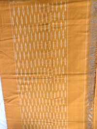 Pure Double Ikkat Mercirised Cotton - gray with yellow
