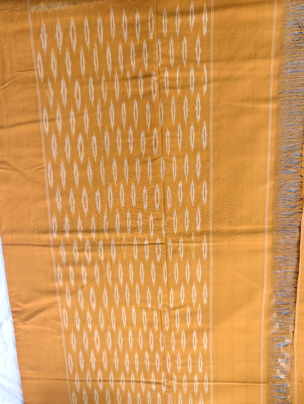 Pure Double Ikkat Mercirised Cotton - gray with yellow