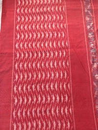Pure Double Ikkat Mercirised Cotton - cement colour with red