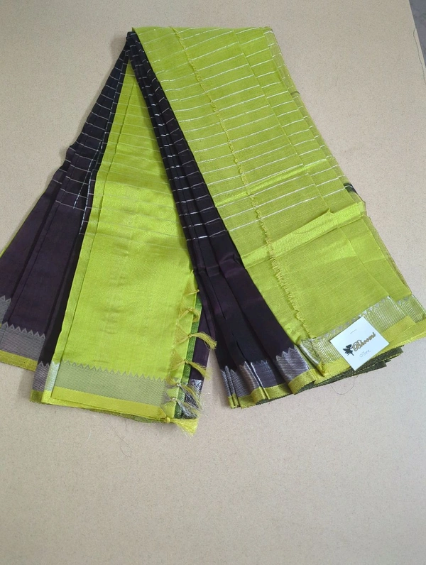 Pure Handloom Mangalagiri Pattu - Olive