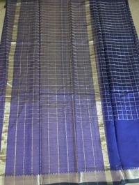 Pure Handloom Mangalagiri Pattu - Navy Blue