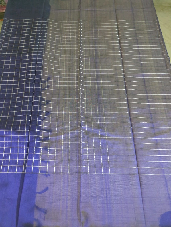 Pure Handloom Mangalagiri Pattu - Navy Blue