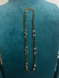 Handmade Chain With Black Diamonds, Real Manulu And Real Pearls - 2lines, VZ
