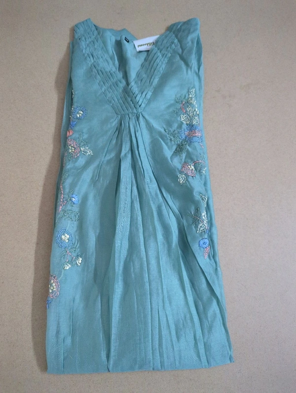 Mul Chanderi With Hand Work  - Jungle Mist, 38