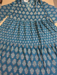 Pure Cotton Frock - blue hard black, 40