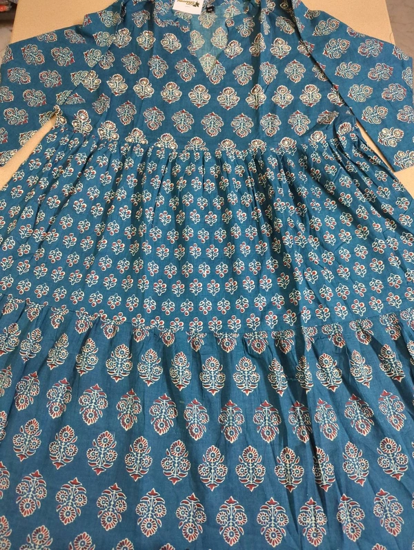 Pure Cotton Frock - blue hard black, 40