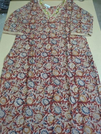 Pure Cotton Kalonkari With Hand Work  - Guardsman Red, 42