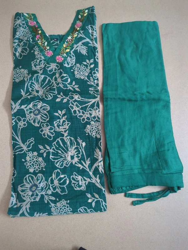 Soft Chanderi With Handwork - Pine Green, 40