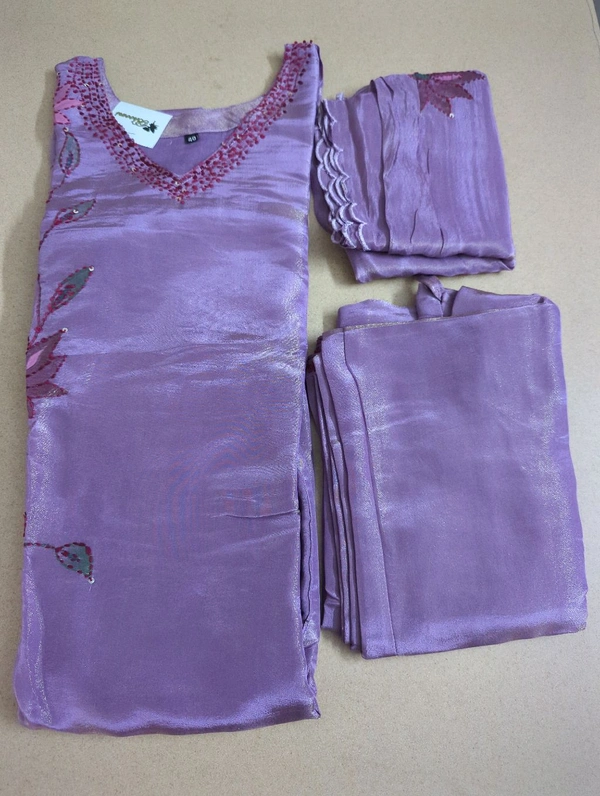 Pure Tissue With Hand Work  - Mauve, 42