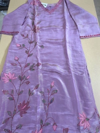 Pure Tissue With Hand Work  - Mauve, 44